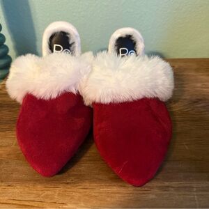 Rollasole Shoes Red White Faux Fur Slides Small Christmas Holiday Sexy Romantic